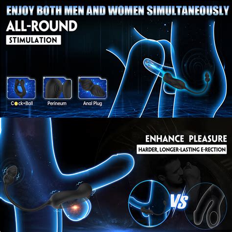 2 IN 1 Anal Vibrator Butt Plug Penis Ring Cockring With 10 Vibrations XtoysClub