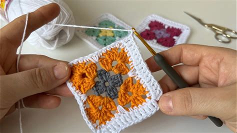 KOLAY TIĞ İŞİ KARE MOTİF YAPIMI Crochet Granny Square MOTİFLİ BEBEK