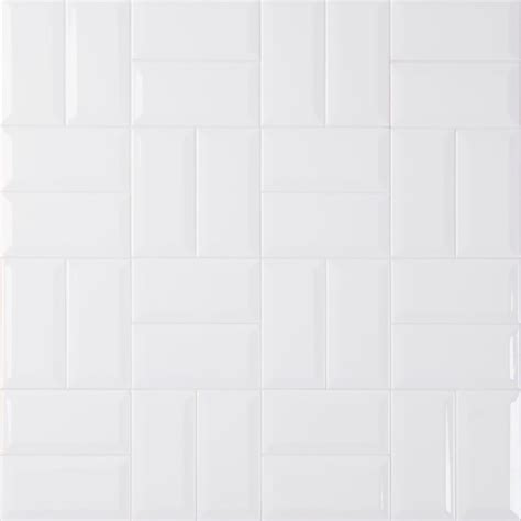 White Hudson 3x6 Glossy Ceramic Beveled Subway Tile