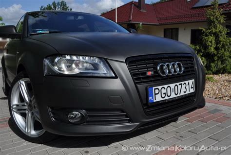 oklejanie samochodów Audi A3S czarny mat oklejanie matową folią