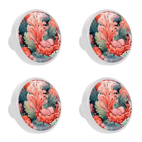 Ownta Coral Pattern Elegant Crystal Knobs With Screws Pcs Abs