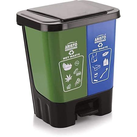 Aristo Plastic Step On Twin Pedal Dustbin Ltr Wet And Dry Waste