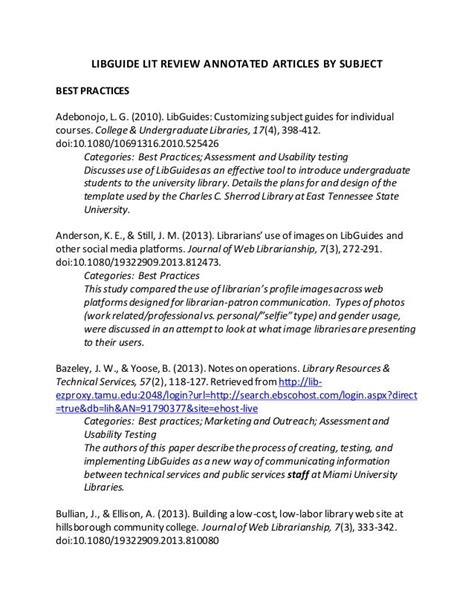 Libguides Annotated Bibliography By Subject