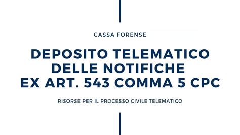 Deposito Telematico Delle Notifiche Ex Art 543 Comma 5 Del Codice Di