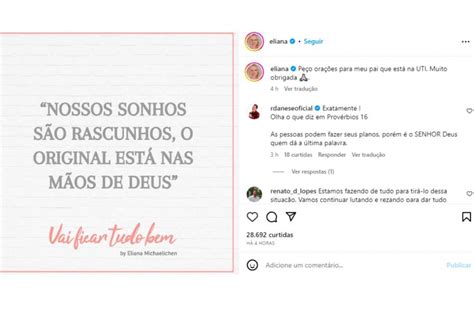 Eliana Revela Interna O Do Pai Na Uti E Pede Por Ora O