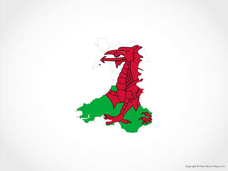 Printable Vector Map Of Wales Flag Free Vector Maps