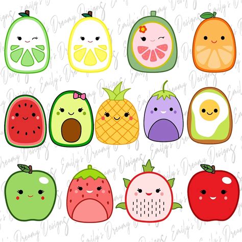 Squishmallow Fruits Png Svg Clipart Cricut Designs Bundle Images On