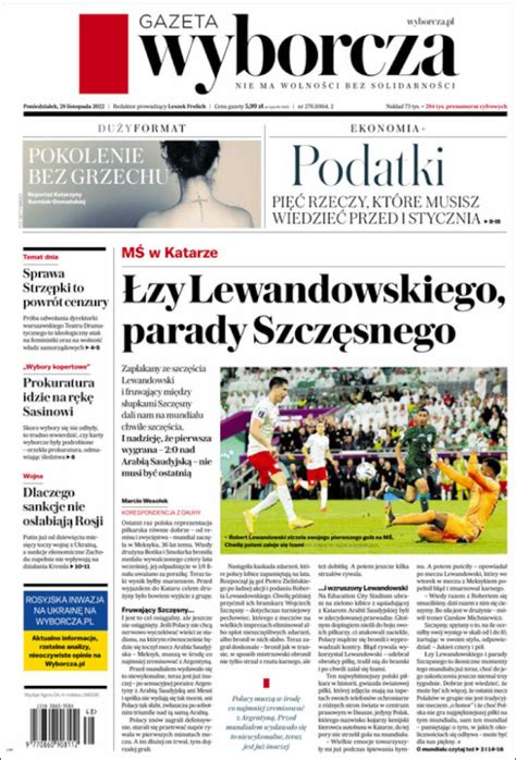 Newspaper Gazeta Wyborcza Poland Newspapers In Poland Monday S