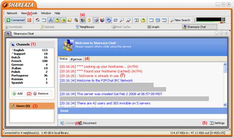 irc chat window shareaza wiki