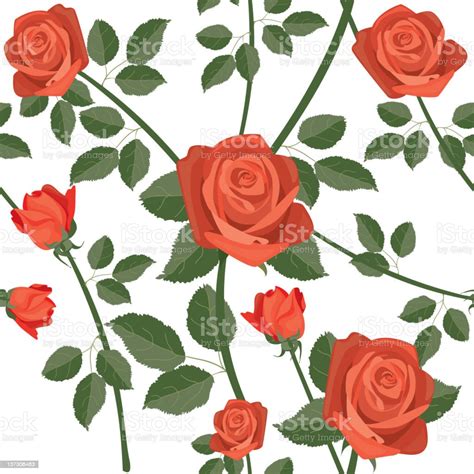 Red Roses Seamless Pattern Stock Illustration Download Image Now