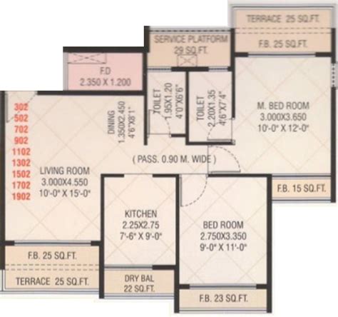 1100 Sq Ft 2 Bhk Floor Plan Image Marvels Shanti Heights Available