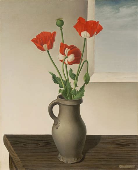 Josef Mangold Red Poppies In Vase