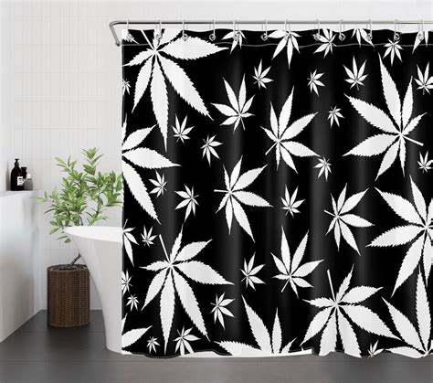 Create A Tranquil Retreat With Our Monochrome Leaf Shower Curtain