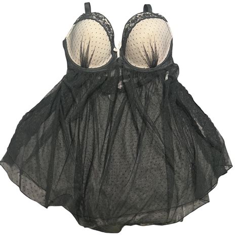 Stunning Baby Pink And Black Baby Doll Lingerie Top Depop