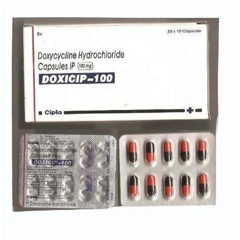 Doxicip Doxycycline Hydrochloride Capsules IP Strength 100mg