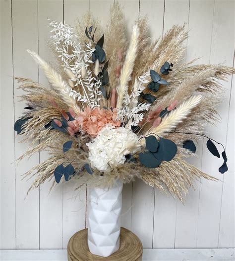 Dried Flower Bouquet With Pampas Grass And Hydrangeas Eucalyptus As A