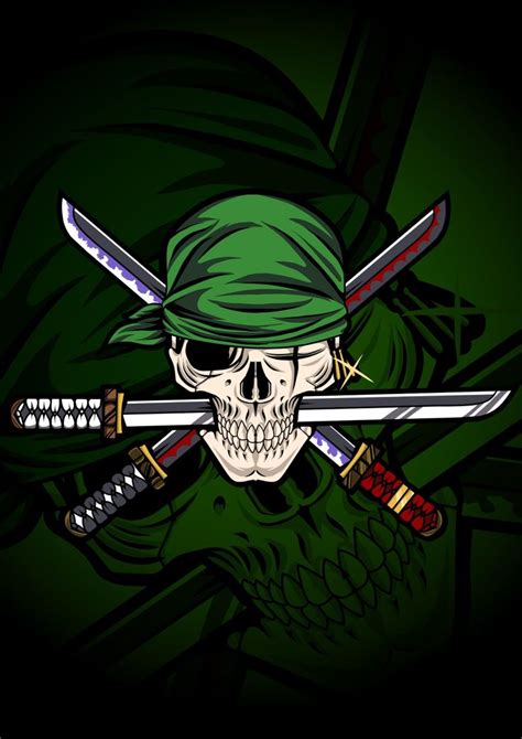 A Skull With Two Swords And A Bandana On It S Head Is Shown