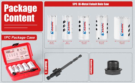 Ezarc Bi Metal Hole Saw Kit Piece Hole Saws Set Cobalt Drill Hole