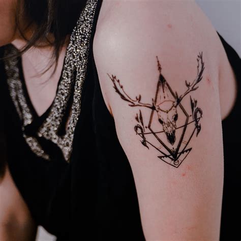 Gothic Deer Skull Tattoo - Blue 1 pc | Deer tattoo designs, Deer tattoo, Deer skull tattoos