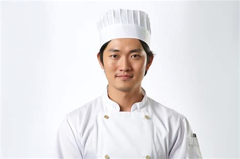 Un Hombre Con Sombrero De Chef Se Para Frente A Un Fondo Blanco Foto