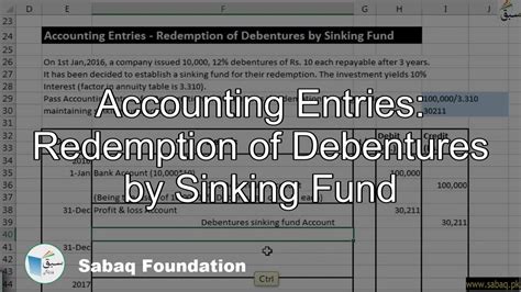 Accounting Entries Redemption Of Debentures By Sinking Fund