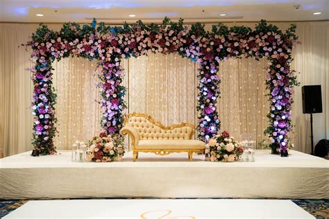 Wedding Floral Backdrop with Purple Flowers and Greenery