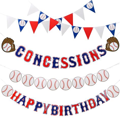 Amazon Set Of 5 Baseball Birthday Banners Baseball Sports Paper