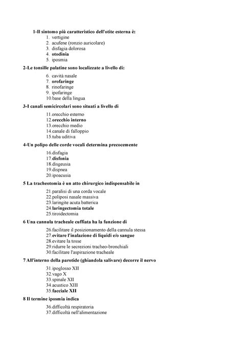 Esempio prova d esame 8 Febbraio 2016 domande 1 Il sintomo più