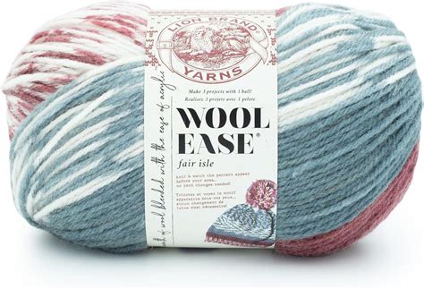 Lion Brand Yarn Wool Ease Fair Isle Yarn Merlotcharcoal