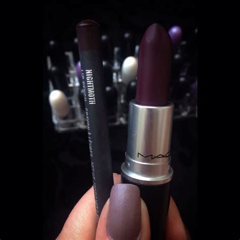 Mac Smoked Purple Lipstick With Nightmoth Lip Pencil Perfect Dark