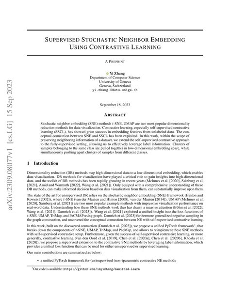 Supervised Stochastic Neighbor Embedding Using Contrastive Learning