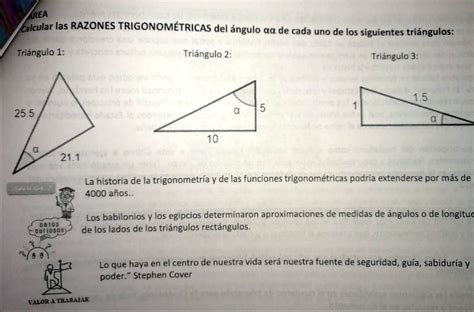 Solved Calcular Las Razones Trigonométricas Del ángulo Aa De Cada Uno