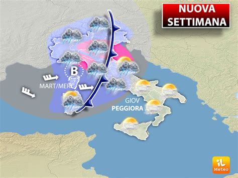 Meteo NUOVA SETTIMANA da Lunedì Nuovo Peggioramento poi Ciclone con