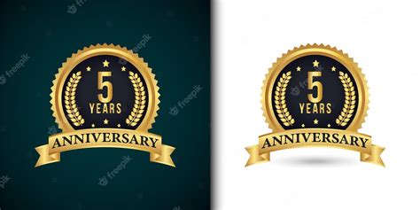 Plantilla De Logotipo De Aniversario De 5 Años Vector Premium