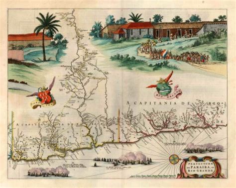 Three Old Antique Maps Of Pernambuco South Pernambuco North