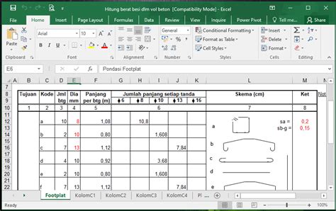 Download File Excel Hitung Berat Besi Dan Volume Beton Artofit