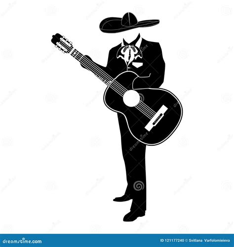 Mariachi Musician With Guitar Vector Illustration Stock Vector