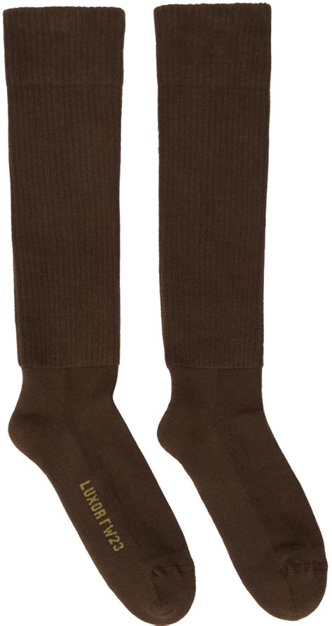 Brown Knee High Socks By Rick Owens On Sale