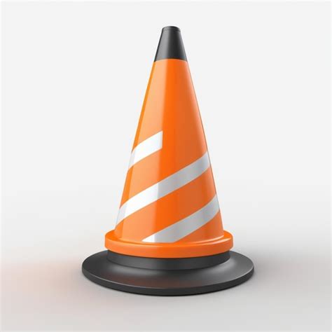 A Orange Traffic Cone With White Stripes On The Top Premium AI