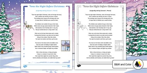 Twas the Night Before Christmas Lyrics (teacher made)