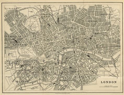 London map 19th century scanned version of an old original | Etsy