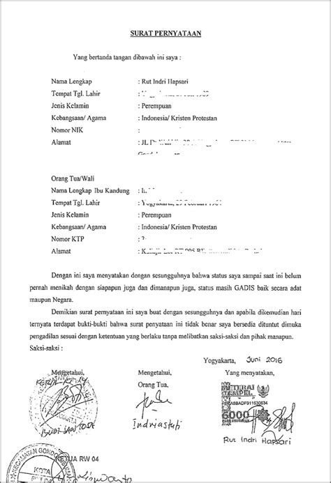 Contoh Surat Pernyataan Warga Negara Indonesia Surat Lamaran Kerja