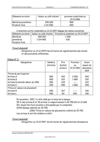 Les provisions 5 exercices avec corrigés détaillés pdf