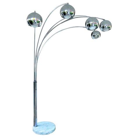 Italian 5 Arm Chrome Arc Floor Lamp at 1stdibs