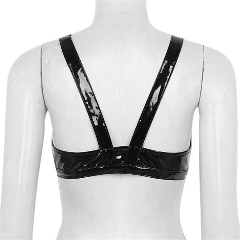 Hot Sexy Soft Wetlook Lingerie Womens Faux Leather Push Up Bralette