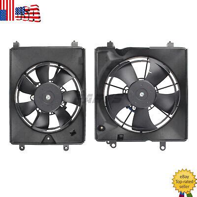 Pair A C Ac Condenser Radiator Cooling Fan Set For Honda Civic