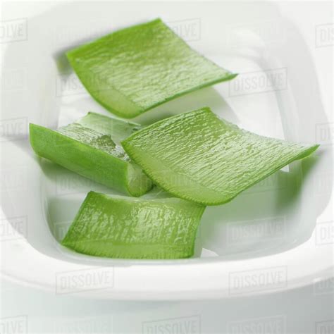 Aloe Vera Leaves Sliced Open And Cut Into Pieces Stock Photo Dissolve