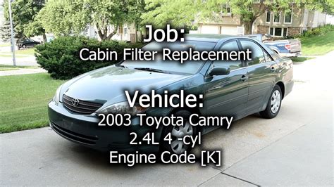 Toyota Camry Cabin Air Filter Replacement Youtube