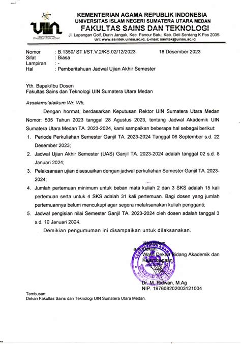 Pengumuman Ujian Akhir Semester Ganjil Ta Program Studi