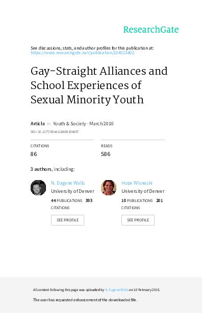 Pdf Gay Straight Alliances And School Experiences Of Sexual Minority